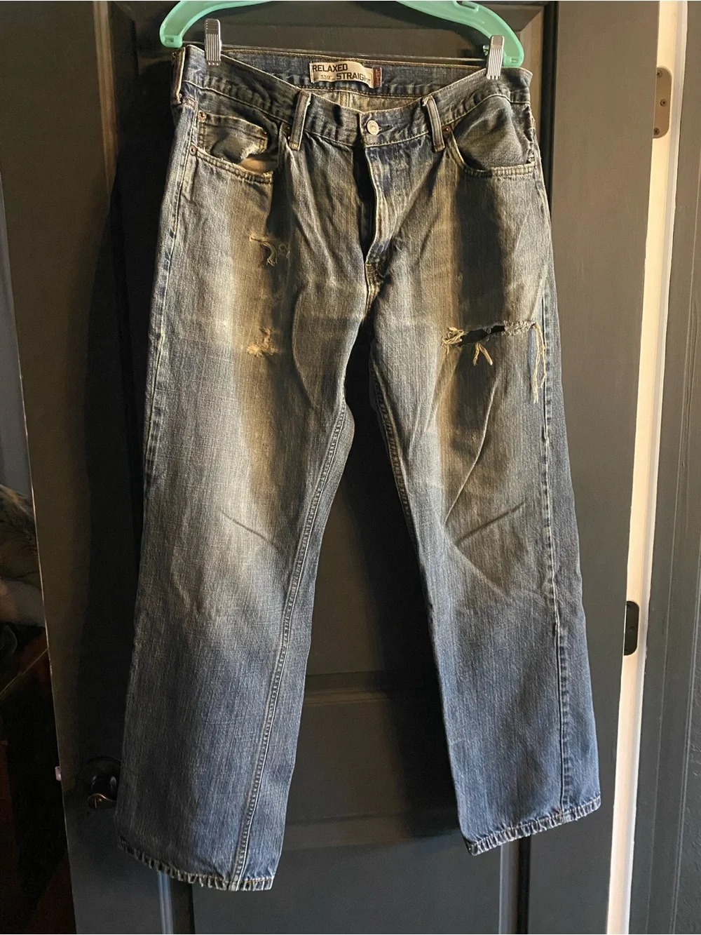 Levi's Men's 559 Distressed Washed Blue Relaxed Jeans